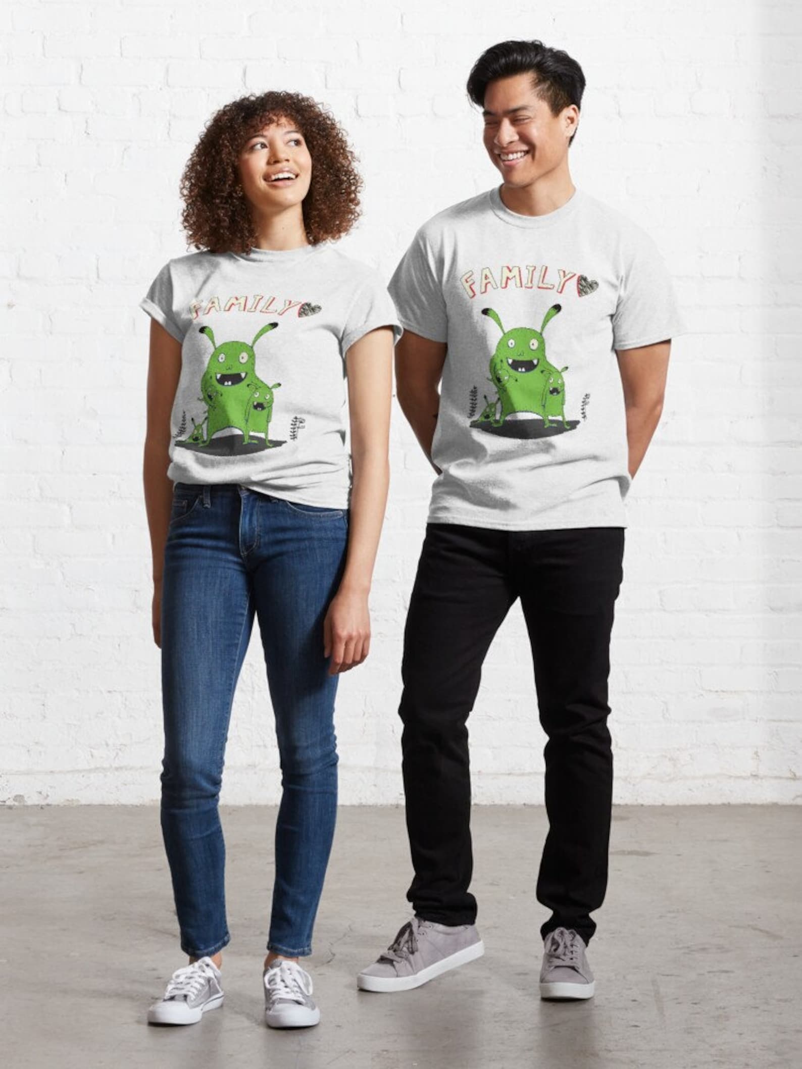 Funny Family Tshirt with Green Monsters. Matching Unisex Etsy