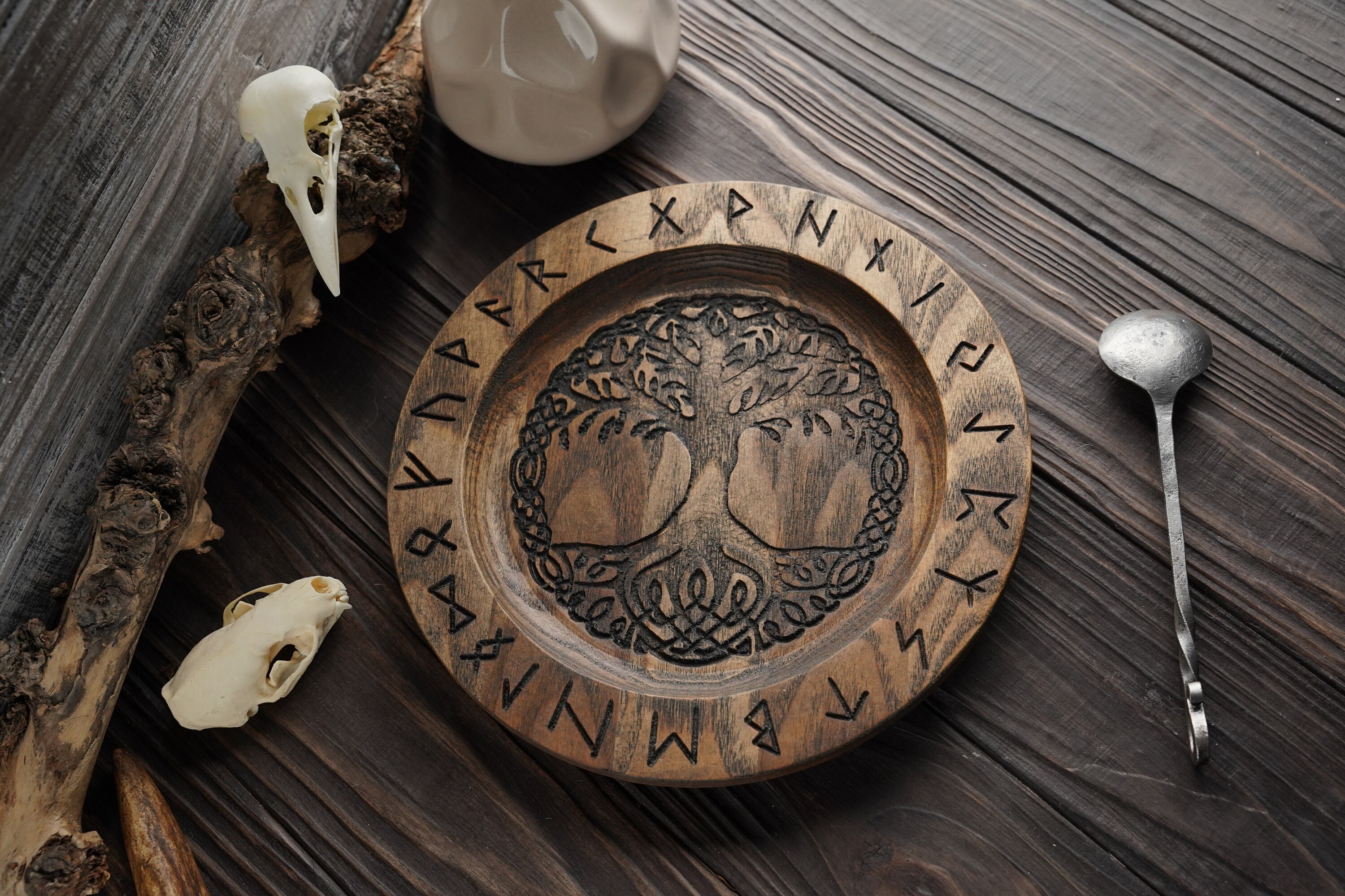 Yggdrasil Wooden Plate Tree of Life Wooden Plate Handmade Etsy