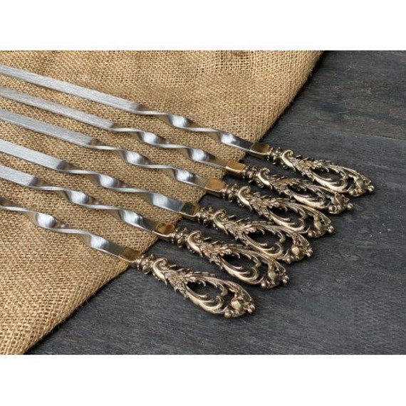 Hand made skewers set BBQ skewers metal skewers roasting Etsy