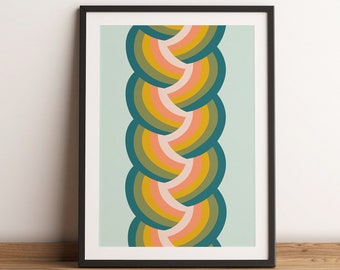 70's Poster | Printable | Instant Download | Retro Print Vertical Waves Home Decor | Vintage | Funky Digital Art | Abstract Waves