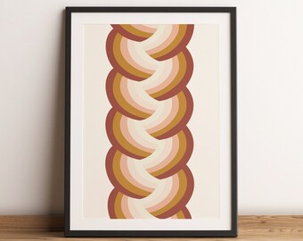 Abstract Waves in Nude | 70's Poster | Printable | Instant Download | Retro Print Home Decor | Vintage | Funky Digital Art |
