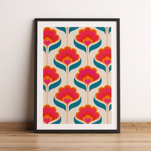 70's Poster | Printable | Instant Download | Retro Print Home Decor | Vintage | Floral Print | Funky Digital Art | Abstract Flower Print