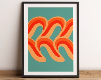 70's Poster | Printable | Instant Download | Retro Print Home Decor | Vintage | Funky Digital Art | Abstract Waves