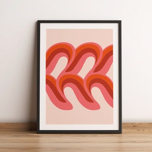Cartel de los años 70 / Imprimible / Descarga instantánea / Retro Impresión Decoración del hogar / Vintage / Arte digital funky / Ondas abstractas