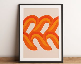 70's Poster | Printable | Instant Download | Retro Print Home Decor | Vintage | Funky Digital Art | Abstract Waves