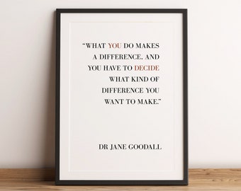 Dr Jane Goodall Quote | Printable | Home Decor | Instant Download | Climate Activist | Wall Art |  Climate Change Poster | Save The Planet