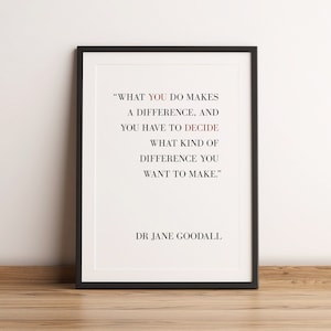 Dr Jane Goodall Quote | Printable | Home Decor | Instant Download | Climate Activist | Wall Art |  Climate Change Poster | Save The Planet