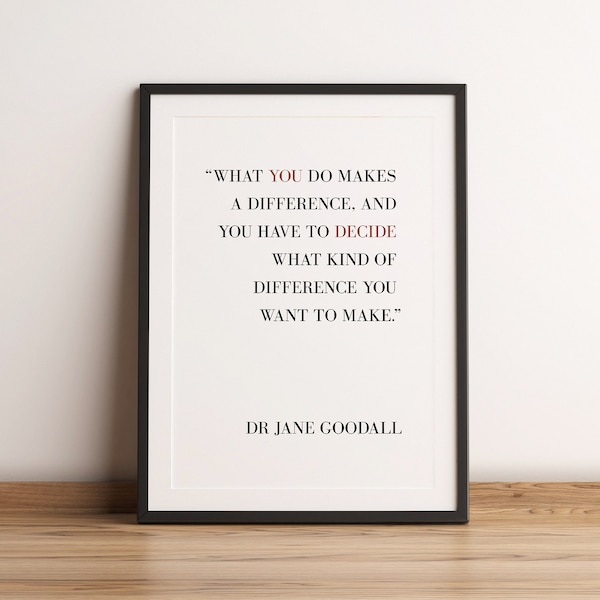 Dr Jane Goodall Quote | Printable | Home Decor | Instant Download | Climate Activist | Wall Art |  Climate Change Poster | Save The Planet