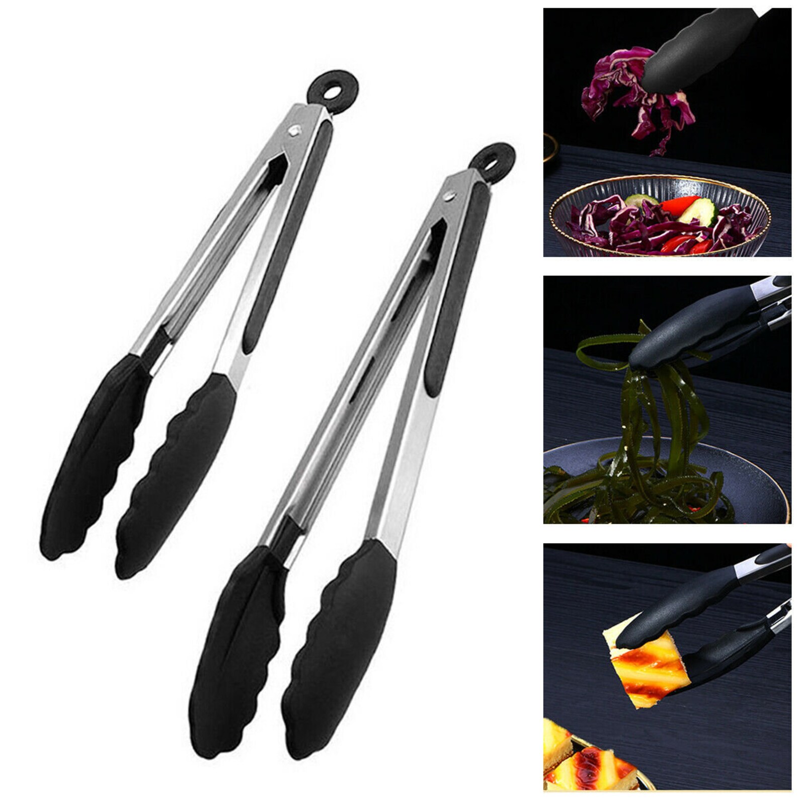 Silicone Cooking Tongs BBQ Steak Salad Serving Tongs Non stick Etsy