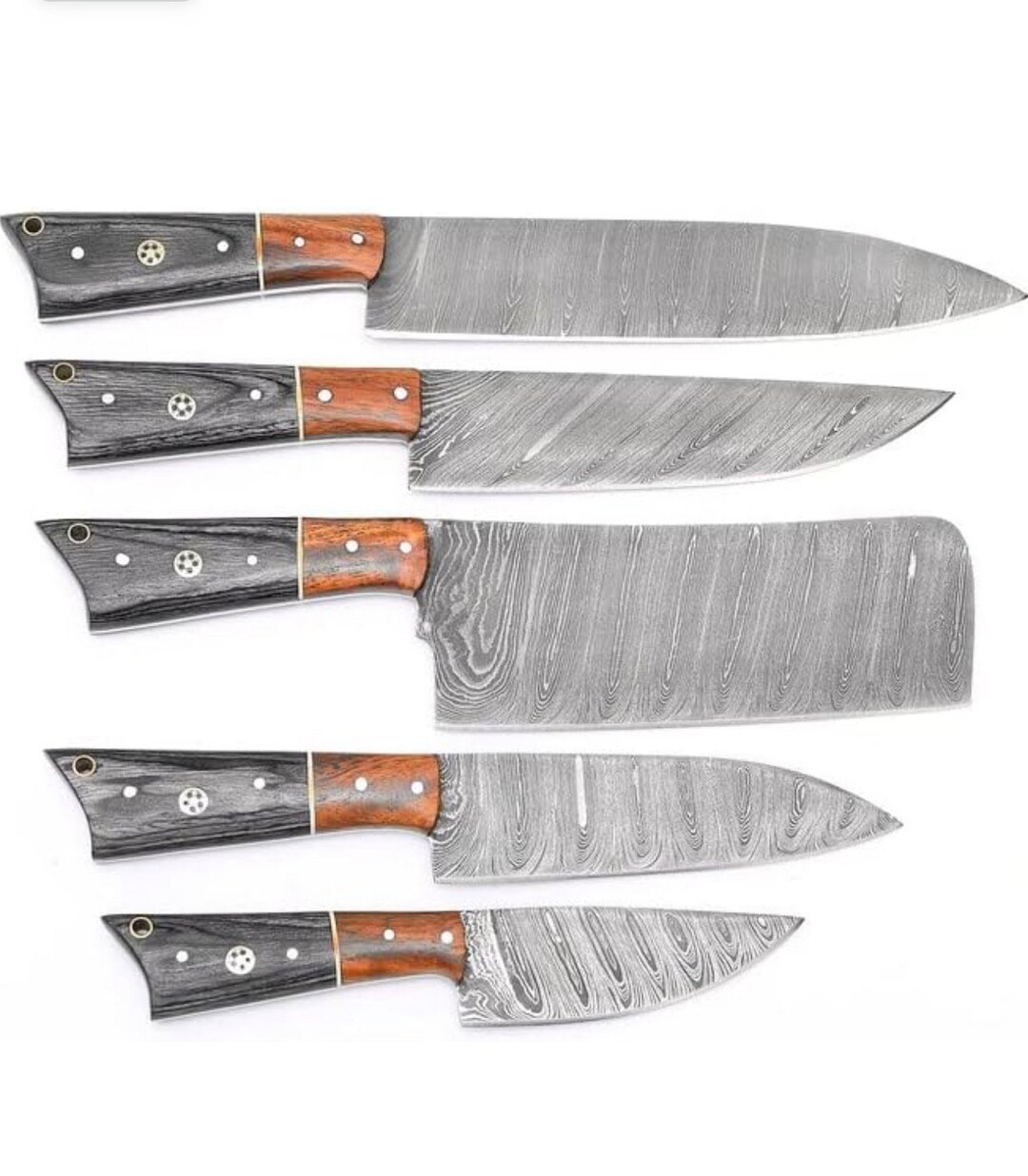 randy Handmade Damascus Kitchen Chef Knife Set - Professional Damascus  Steel Knife Set - 10 pcs Japanese Damascus Knife Set With Leather