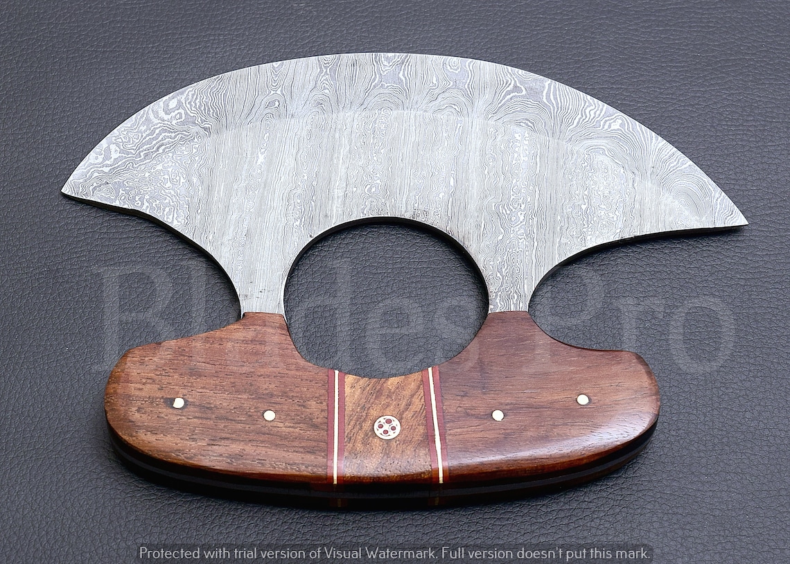 Handmade Damascus Ulu Knife Ulu kitchen knife Ulu Knife Etsy