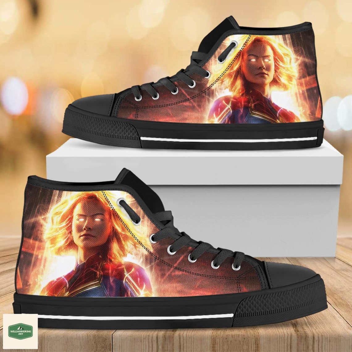 Captain Marvel Custom Hightop Avengers Shoes Carol Danvers | Etsy