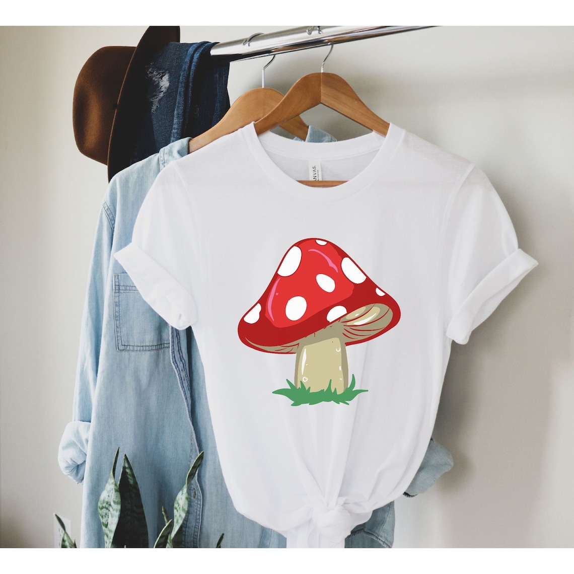 Mushroom Shirt for Women Magic Mushroom red and white with a Etsy