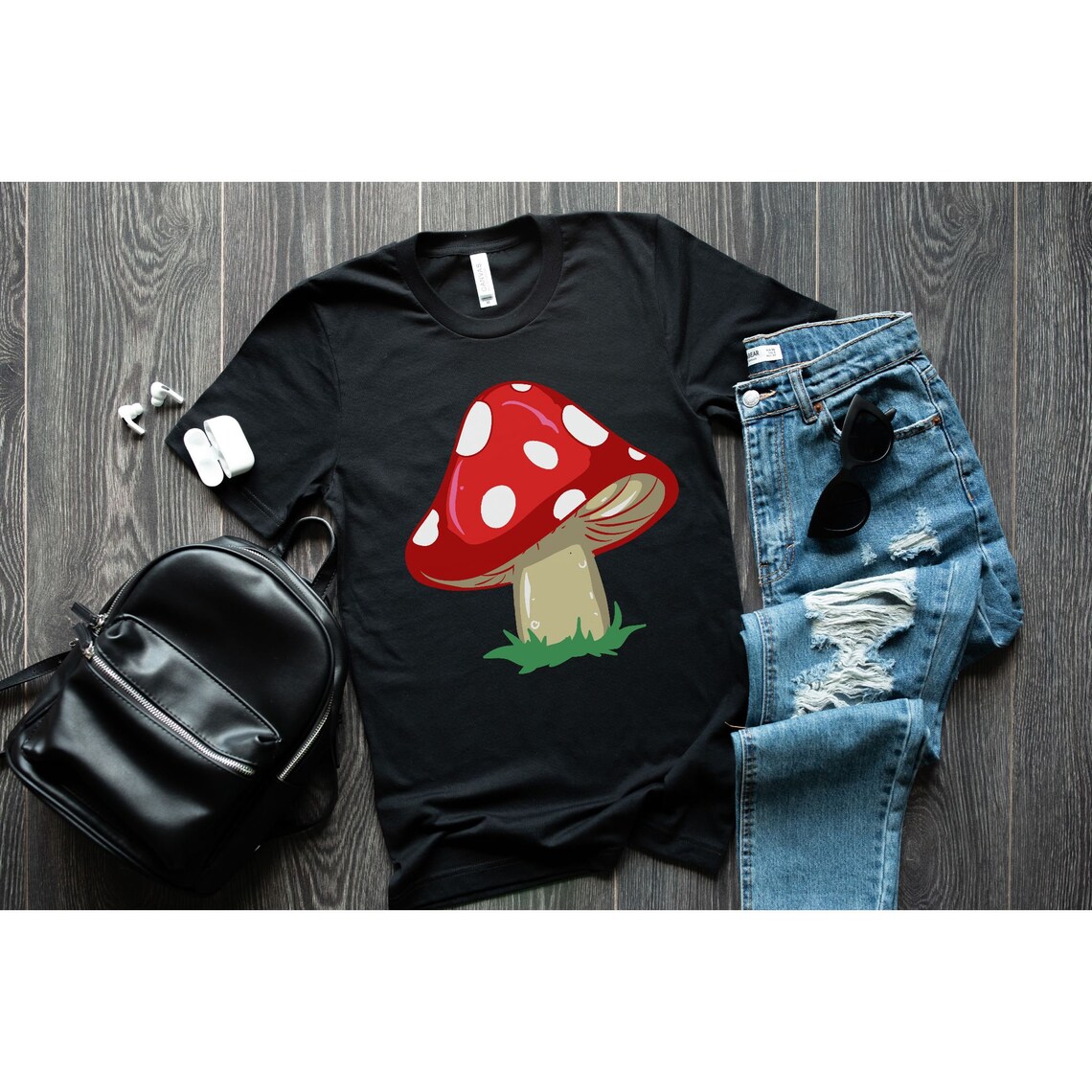 Mushroom Shirt for Women Magic Mushroom red and white with a Etsy