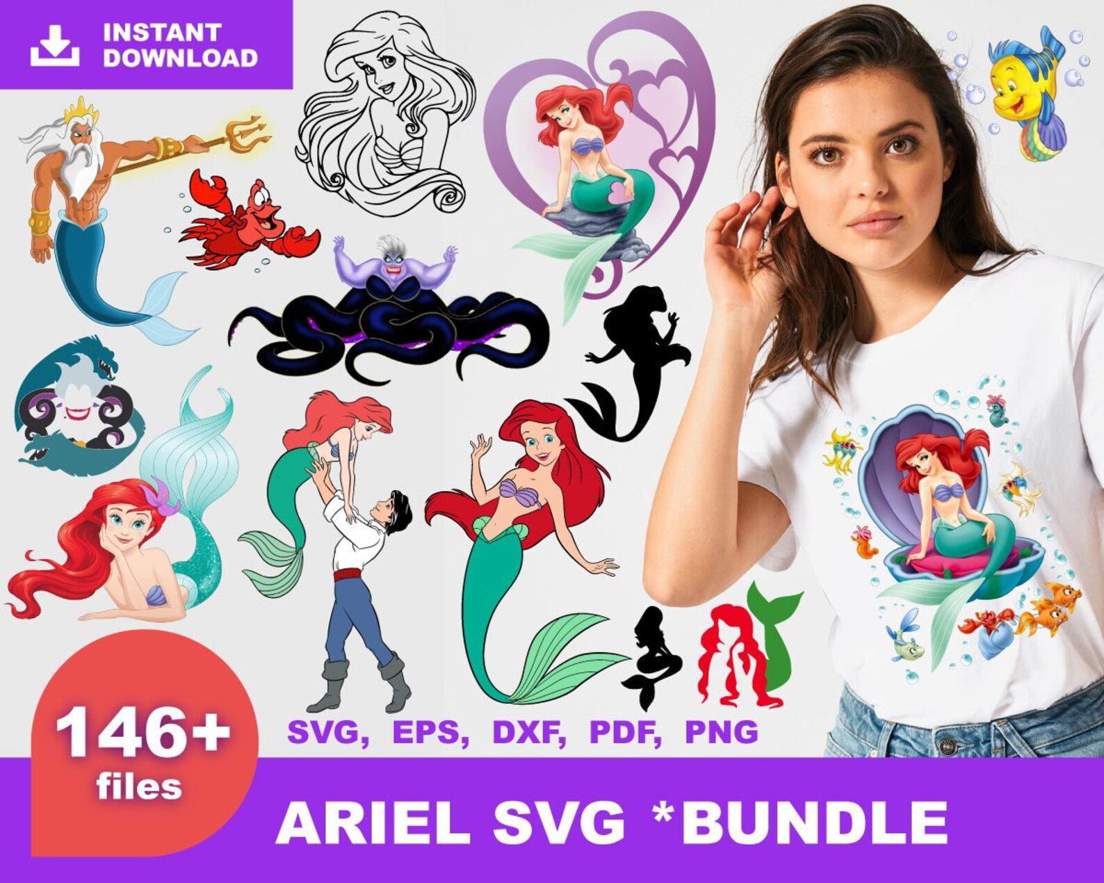 Download 146 Ariel Svg Mega Bundle 1.0 Ursula Svg | Etsy