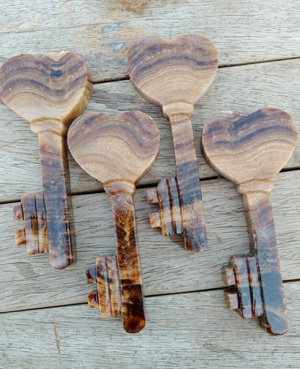 Heart Shape Handmade Keys Natural Coke Calcite Stones Made - Etsy