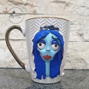 Corpse Bride handgemachte Tasse mit Polymer Clay