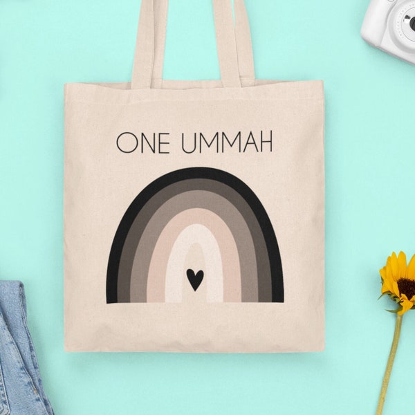 One Ummah Canvas Tote Bag, Islamic Ramadan Eid Gift, Islamic Fashion, Muslim Activist Gift, Muslim Tote Bag, Anti-Racism Tote, Muslim United