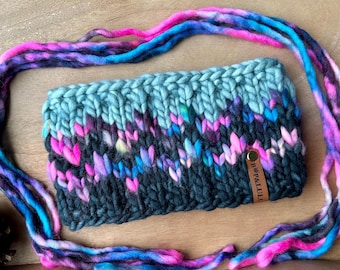 Merino Wool Hand Knit Headband | Ear Warmer | Winter Accessory | Aurora Glow