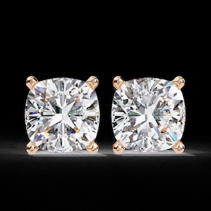 1.16 Ct For Each Cushion Cut Lab Grown Diamond Four Prong Stud Earring/Rose Gold CVD Diamond Earring/Anniversary Gift For Her