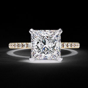 2.75 Ct Princess Cut Lab Grown Diamond Hidden Halo Engagement Ring/Rose Gold Wedding Ring/Diamond Ring/igi Certified/Anniversary Gift