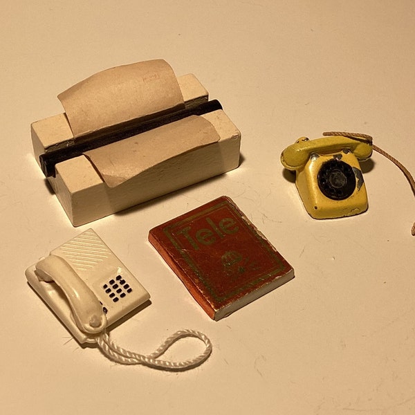 Lundby Computer Printer Phones Phone Book Lot Miniature Dollhouse Accessory