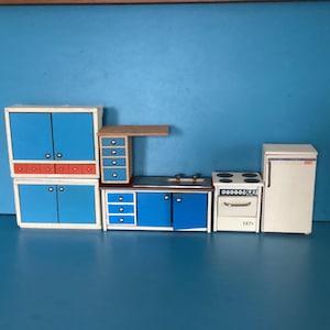 VintageLundby Kitchen 9 Piece Set Dollhouse Miniature Furniture