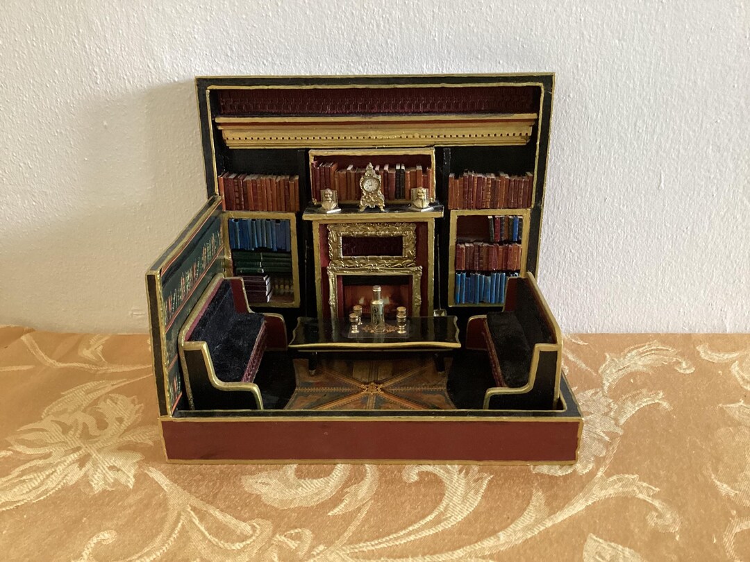 Room Library Box Frame Miniature Library Room Box Handmade - Etsy