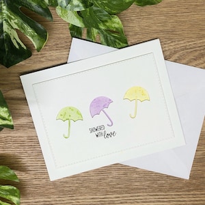 Carte de douche faite main douchée d'amour | Carte de fête de naissance | Carte de fiançailles nuptiale de douche de mariage