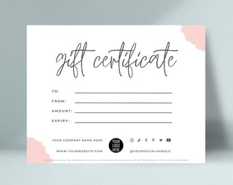 Geschenkgutscheinvorlage, druckbare Geschenkkarten, minimalistische Geschenkgutscheine, bearbeitbare Ladengutschein-Canva-Vorlagen