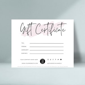 Modello modificabile di certificato regalo, buono regalo, buono regalo fai da te, buono negozio stampabile per piccole imprese