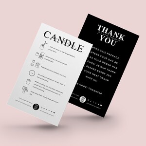 Mini-Kerzenpflegekarten-Vorlage, Kerzenpflegeanleitung Canva-Designvorlage, Kerzensicherheitskarten, elegante Design-Kerzenpaketeinlagen