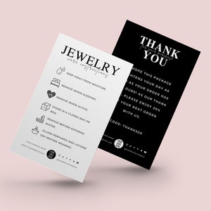 Editable Jewelry Care Card & Thank You Card Template in 4 | Etsy