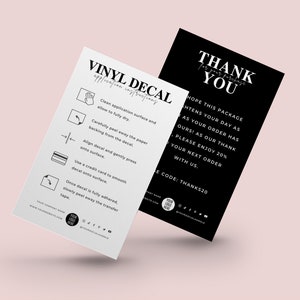 Bewerkbare mini-vinylsticker-applicatie-instructieskaart, vinylverzorgingskaarten Canva-sjablonen, elegant ontwerp Hoe de stickerkaartgids toe te passen