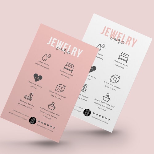 Printable Jewelry Care Card Template Editable Jewellery Care - Etsy