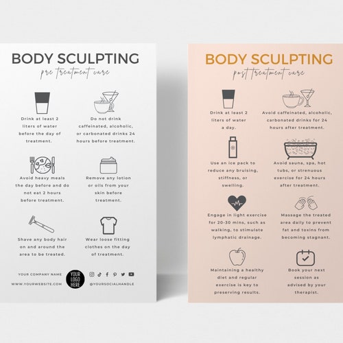 Body Sculpting Pre & Post Care Card Template Editable Body Etsy