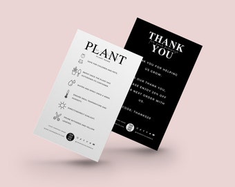 Plant Care Card Template, Succulent Care Cards, Plant Care Tags Inserts, Indoor Plant Care Instructions Printable