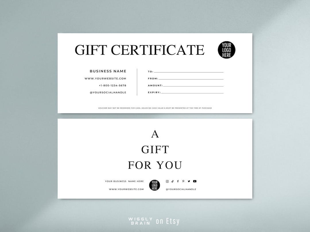 Elegant Gift Certificate Template, Editable Gift Voucher Card, Small