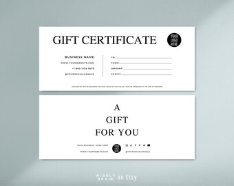Elegant Gift Certificate Template, Editable Gift Voucher Card, Small Business Coupon Template, Design Gift Card, Spa Gift Certificate