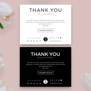 Editable Business Thank You Card Printable, Thanks for Your Purchase ...