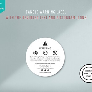 Candle & Wax Melt Warning Label Template, Editable Candle Safety ...