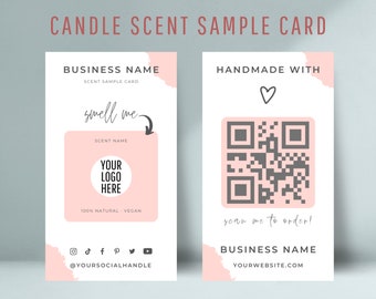 Editable Candle Sample Card Template, Printable Smell Sample Cards, Fragrance Tester Card
