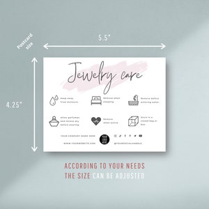 Editable Jewelry Care Card Template, Printable Jewellery Care ...