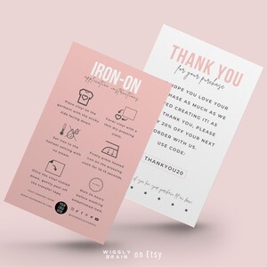 Bearbeitbare Aufbügelanleitung, Heat Transfer Vinyl Anwendung, Anwendung der HTV Care Card, Chic Vinyl Care Cards Canva Template