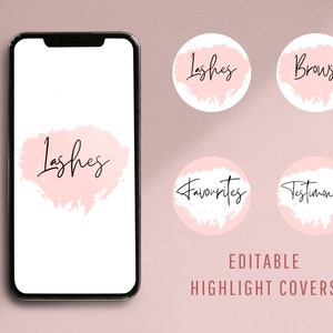 Editable Instagram Highlights, Pink Instagram Highlight Covers, Lash Highlights IG, Customizable Canva Highlights