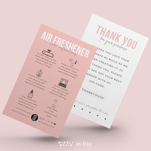 Mini Air Freshener Care Card Template, Editable Sublimation Air Freshener Care Guide, Chic Design Car Freshener Instructions Printable