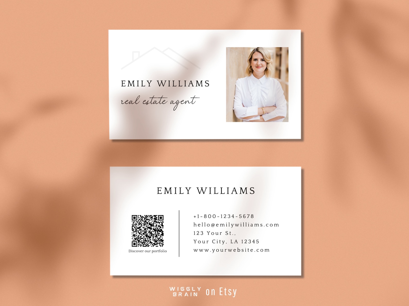 Real Estate Agent Business Card Template, Realtor Contact Cards ...