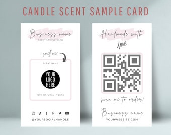 Candle Sample Card Template, Printable Smell Sample Cards, Editable Fragrance Tester Card