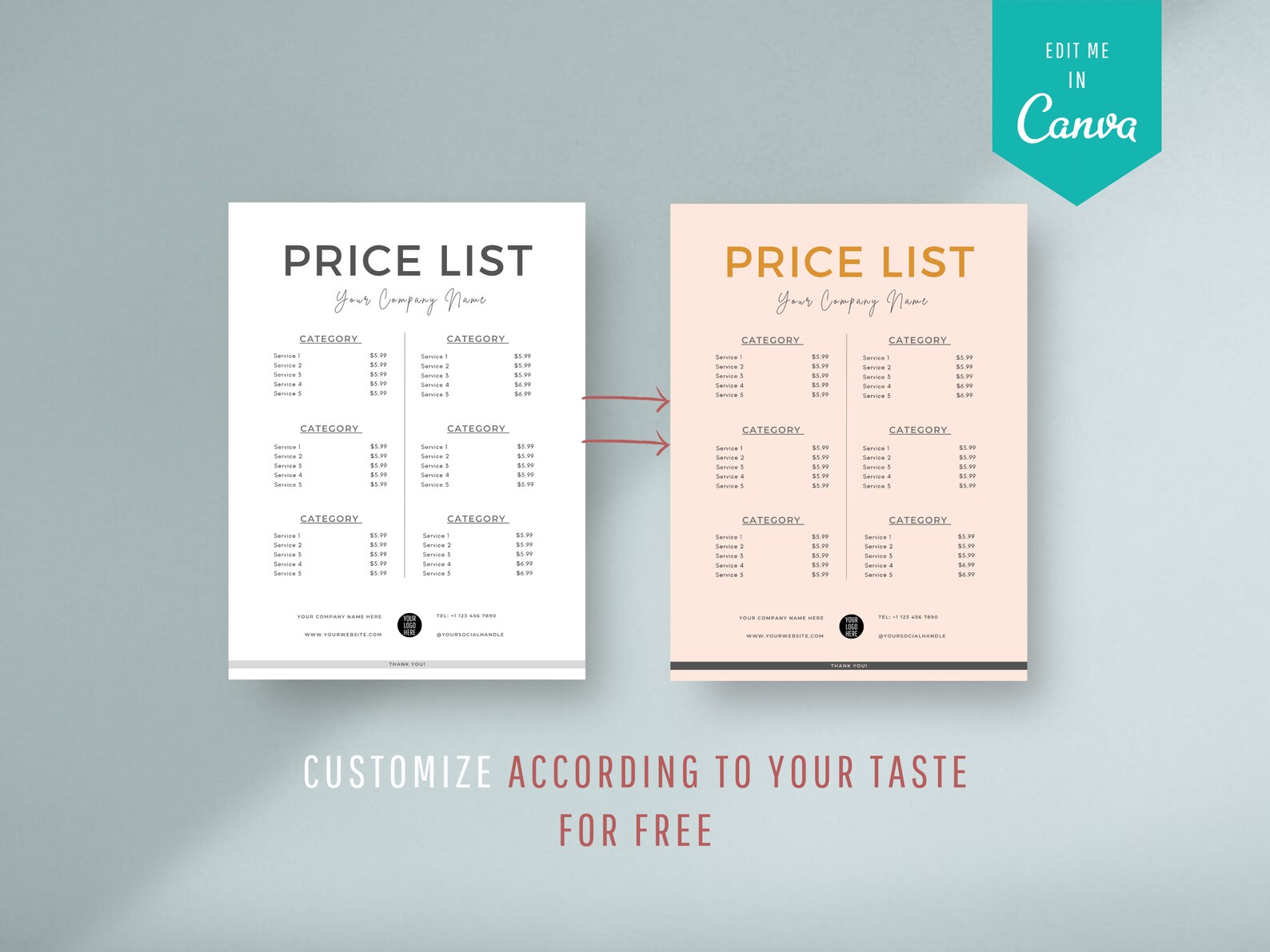 Editable Price List Template Printable Pricing Sheet Beauty - Etsy