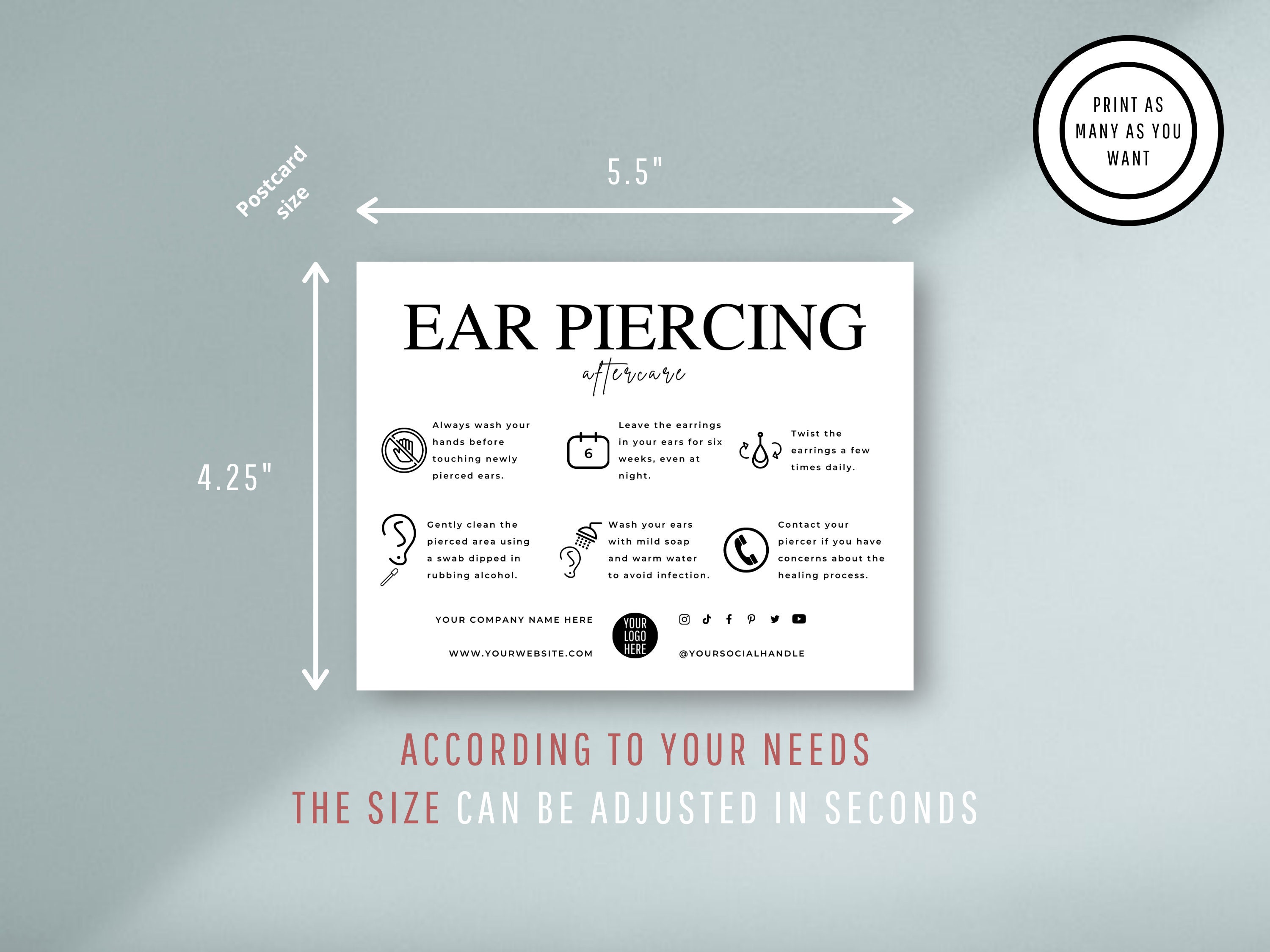 Editable Ear Piercing Aftercare Template Piercing Guide Etsy Australia